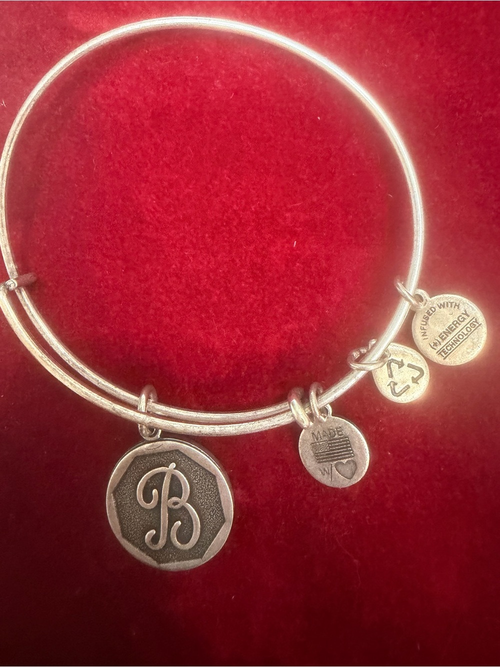 Alex and Ani Silver Initial 'B' Expandable Bangle Bracelet